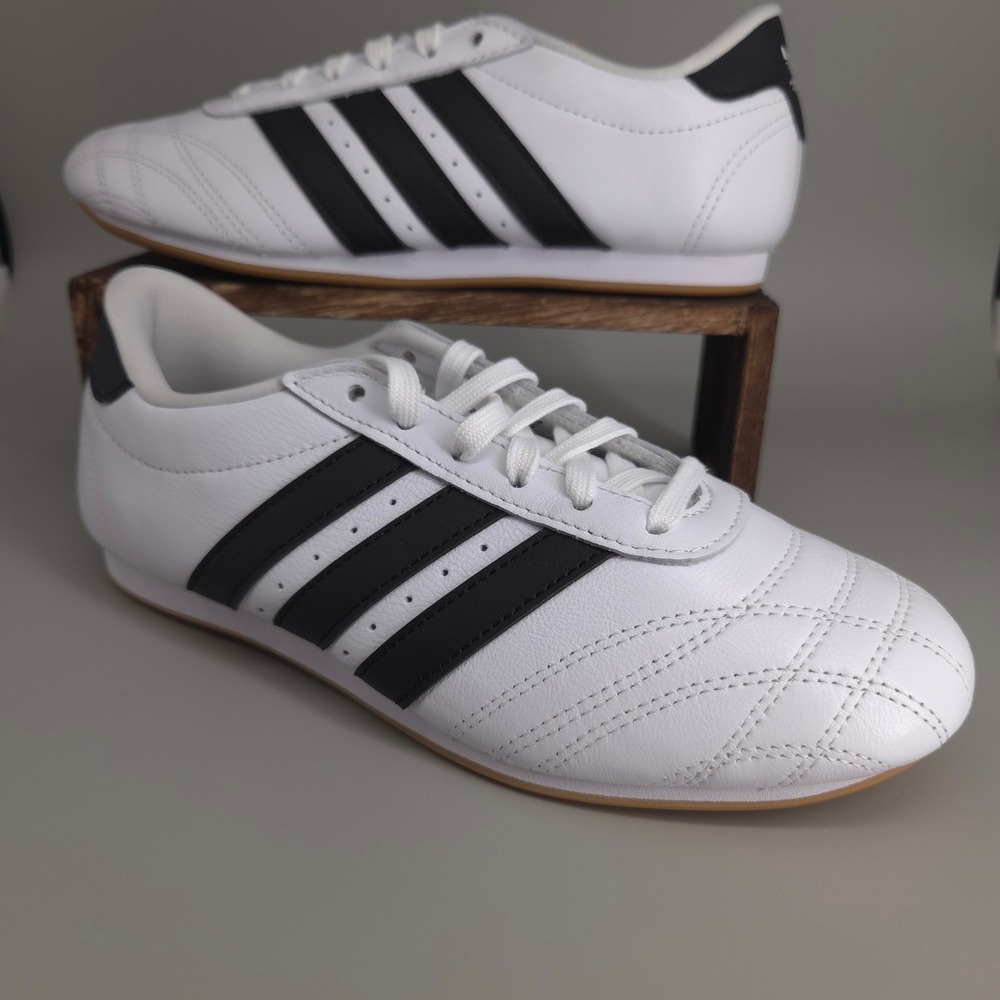 Adidas Taekwondo Lace W Womens 6 White Black Leather Sneakers JS1194 Minimalist